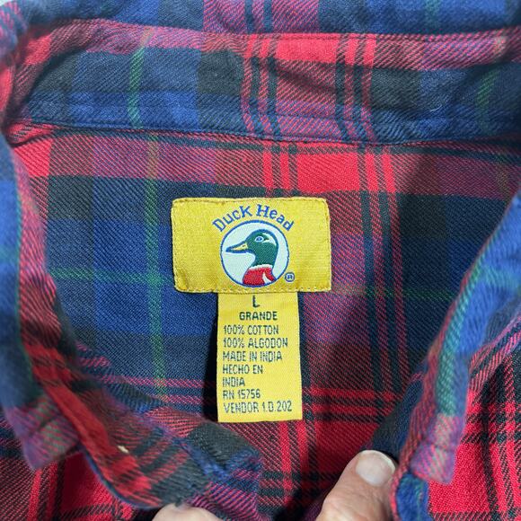 Vintage Y2K Duck Head Cotton Flannel Shirt L Plaid Long Sleeve Holiday heritage - Picture 6 of 6